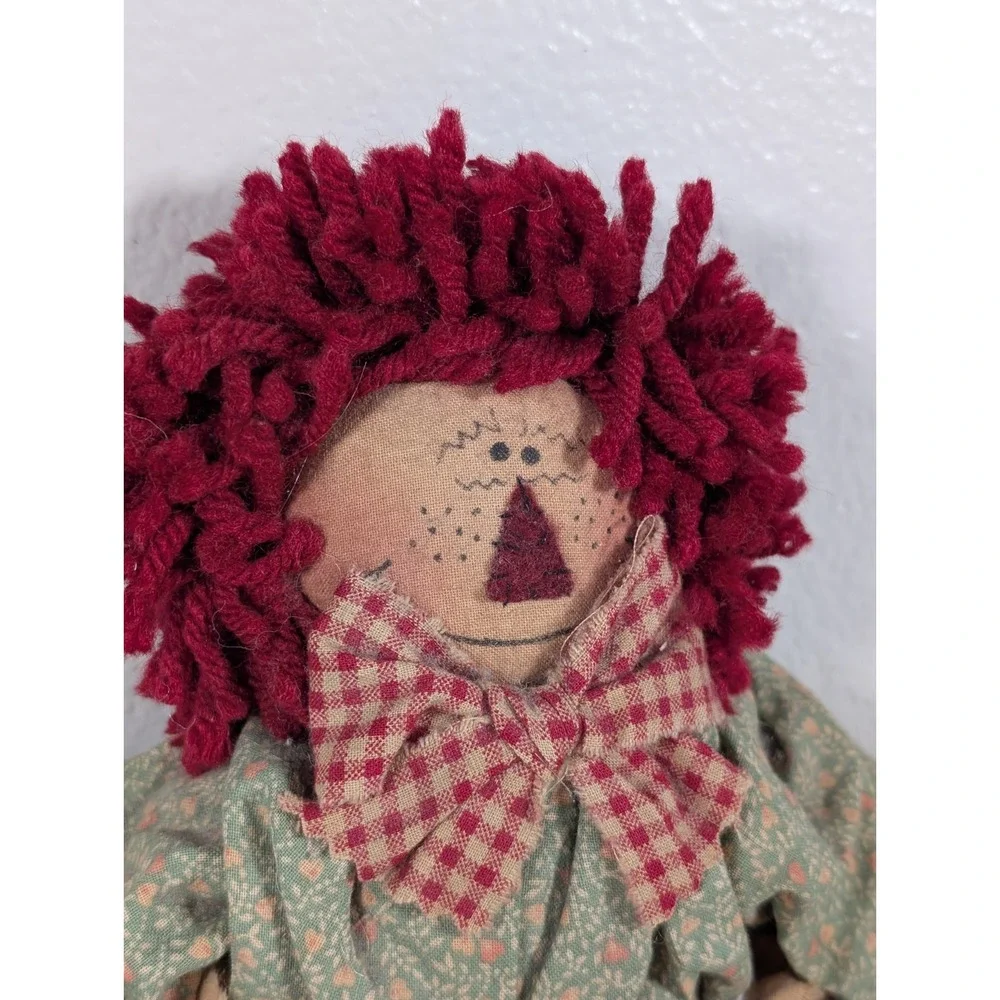 Primitive Raggedy Ann Rag Doll Ornament Lot Handmade Country Farmhouse Decor